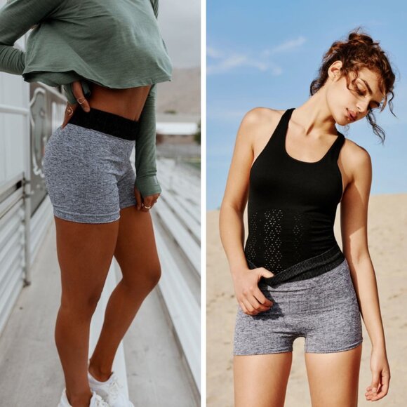 Free People Movement Seamless Shorts in Heather Grey - NWT! - Picture 1 of 12
